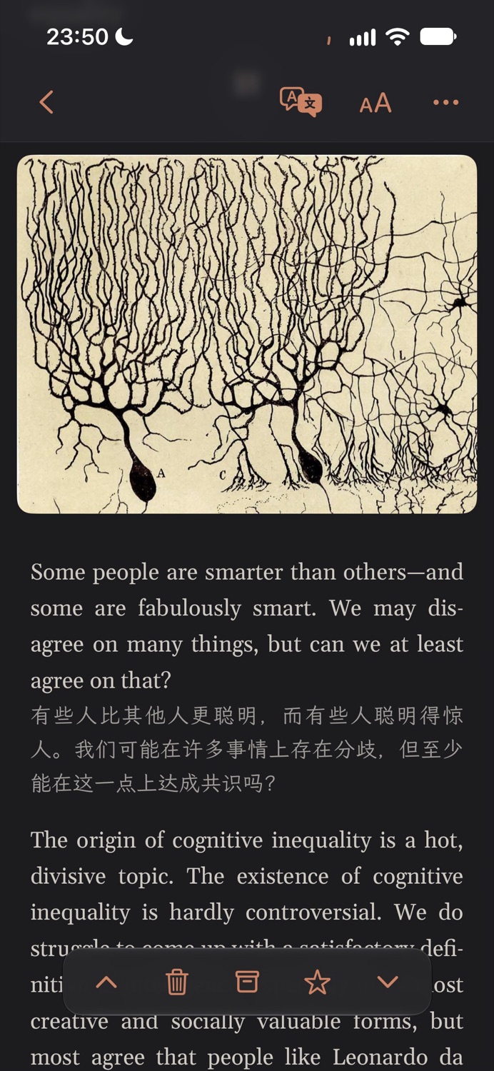 真实 APP 的夜间阅读界面